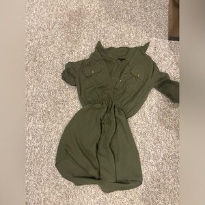 small green button up dress